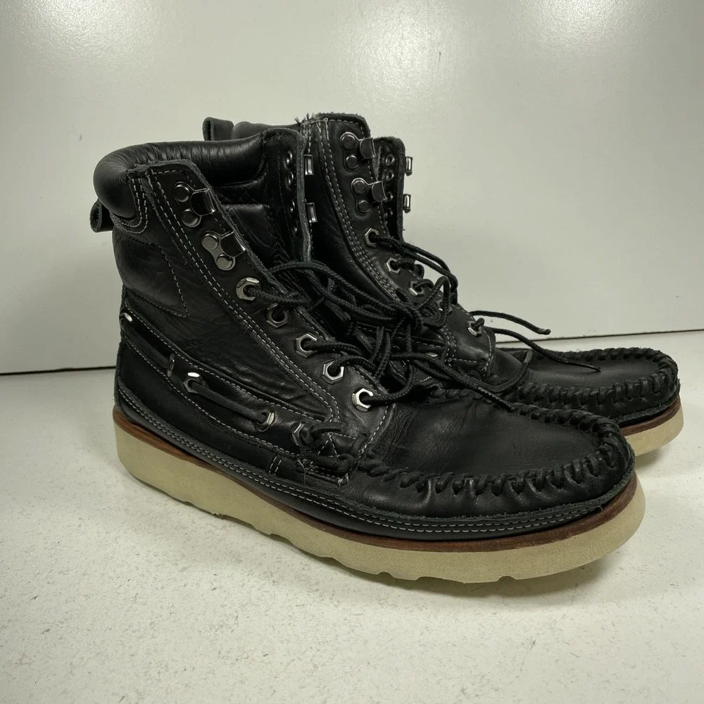 Sebago Shoreham Boots Mens Hiking Hunting Size 7.5 Black Leather Casual